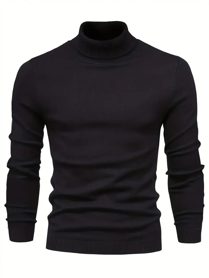 Men's Slim Fit Turtleneck Sweater | Ribbed Cuffs & Hem | Lightweight Fall Layer