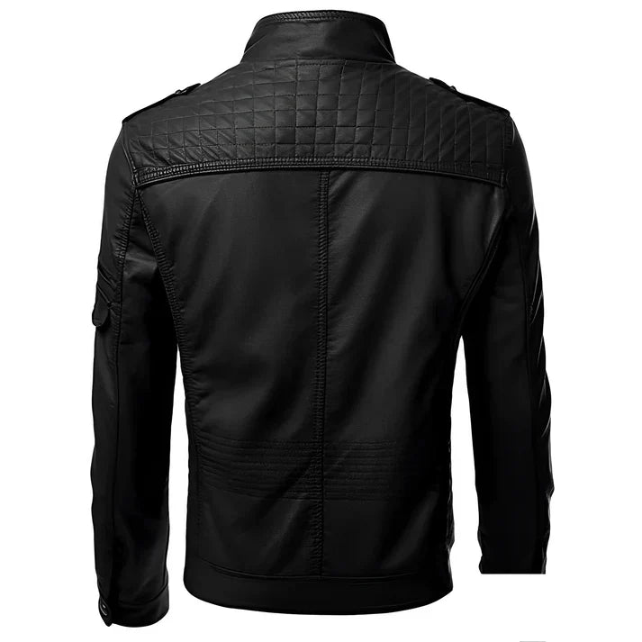 Men's Faux Leather Moto Jacket | Zip Pockets & Biker-Inspired Fit