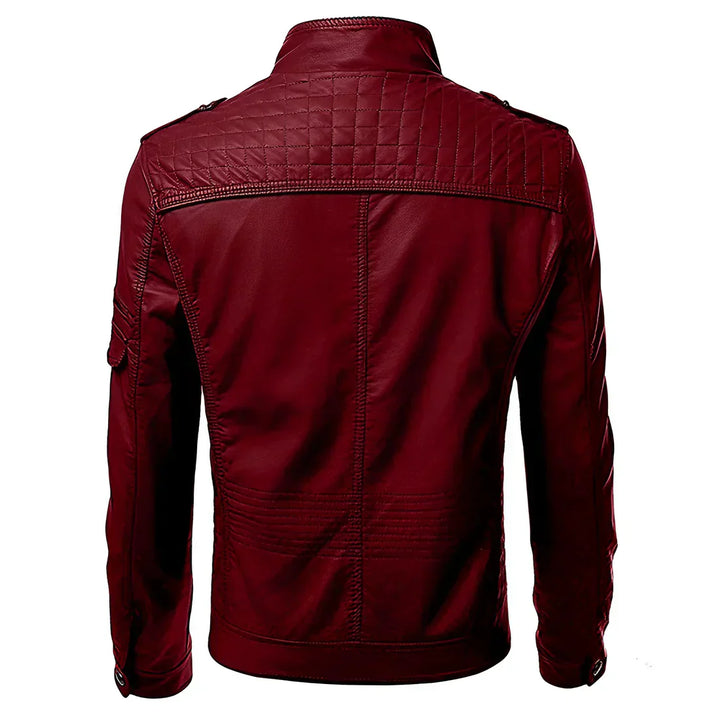 Men's Faux Leather Moto Jacket | Zip Pockets & Biker-Inspired Fit