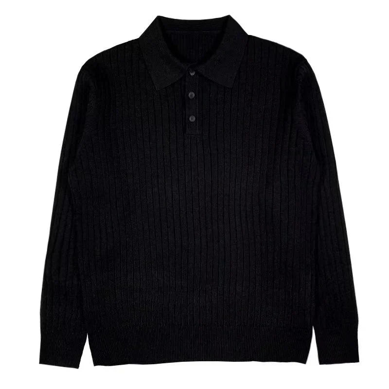 Men’s Ribbed Polo Sweater | Long Sleeve Knit | Smart Casual Layer