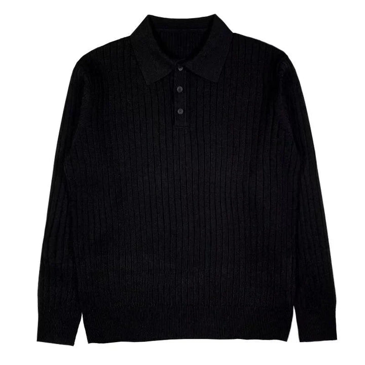 Men’s Ribbed Polo Sweater | Long Sleeve Knit | Smart Casual Layer