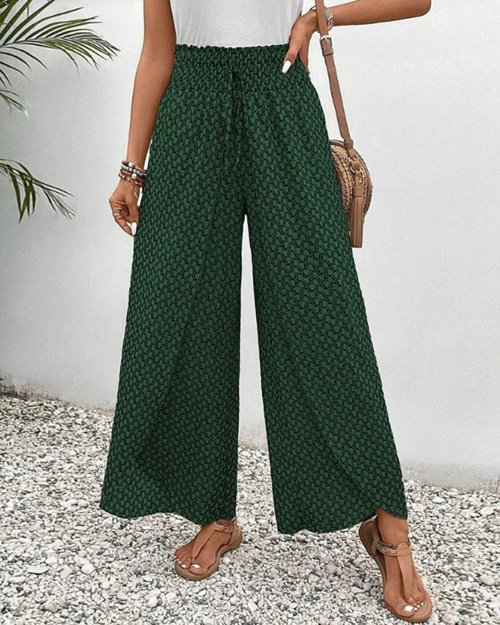 Wide Leg Printed Pants | Elastic Waist | Lightweight Flow