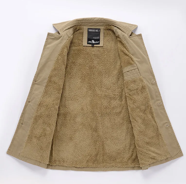 Men's Trench Coat | Belted Design | Sherpa-Lined Cotton Shell