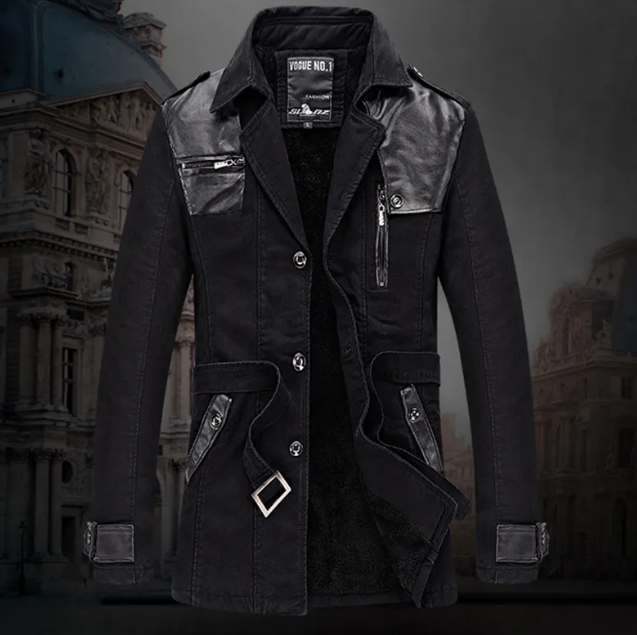 Men's Trench Coat | Belted Design | Sherpa-Lined Cotton Shell