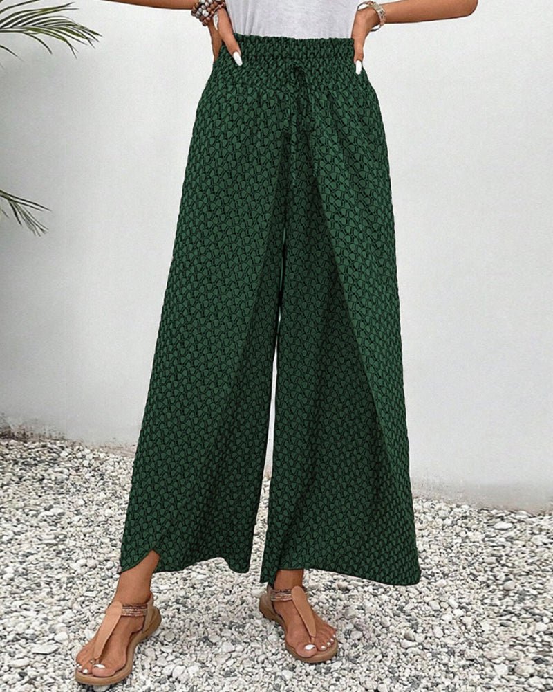 Wide Leg Printed Pants | Elastic Waist | Lightweight Flow