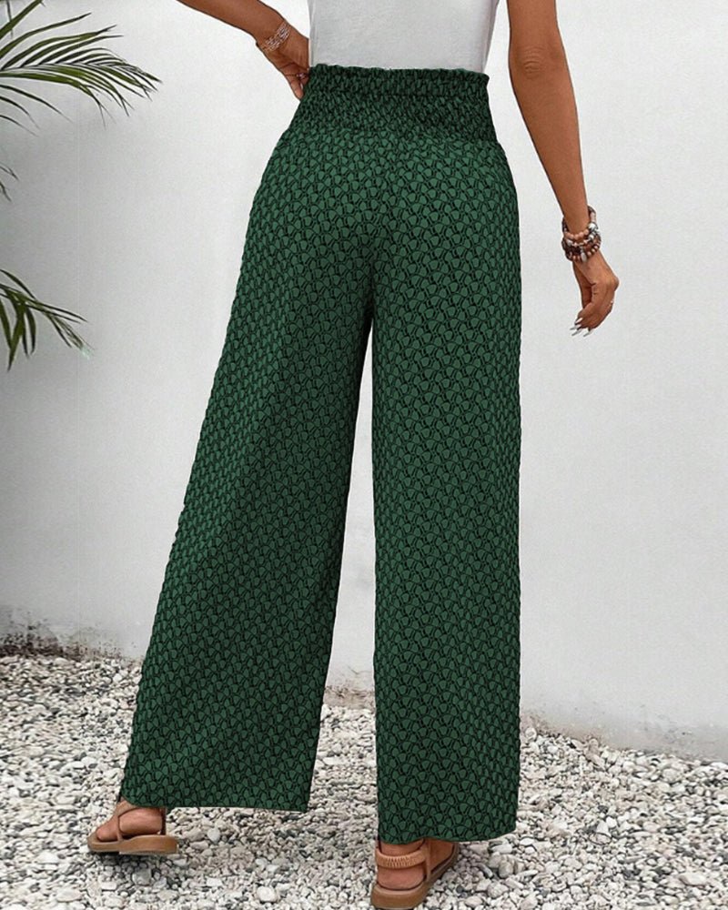 Wide Leg Printed Pants | Elastic Waist | Lightweight Flow