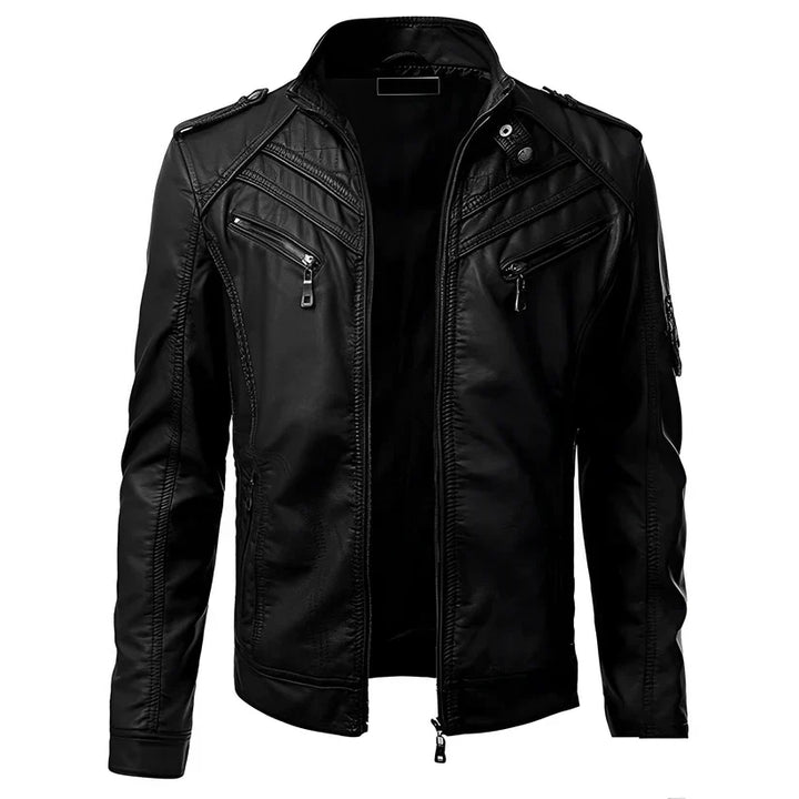 Men's Faux Leather Moto Jacket | Zip Pockets & Biker-Inspired Fit