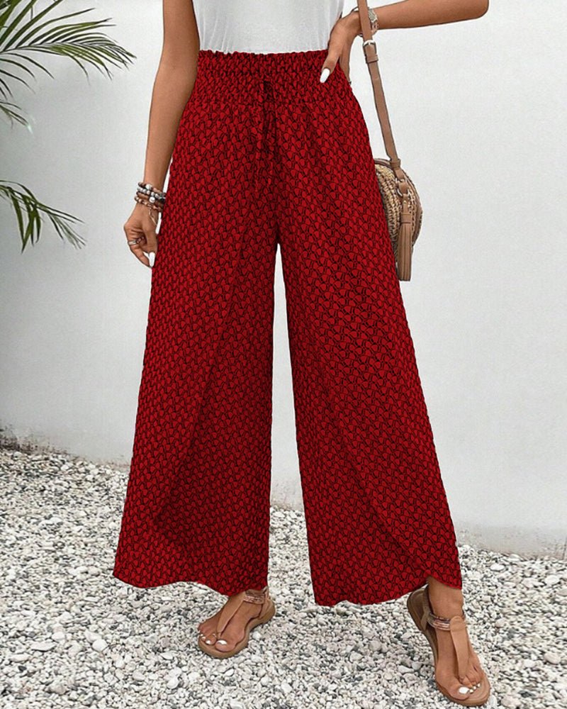 Wide Leg Printed Pants | Elastic Waist | Lightweight Flow