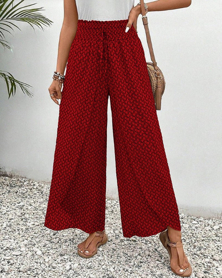 Wide Leg Printed Pants | Elastic Waist | Lightweight Flow