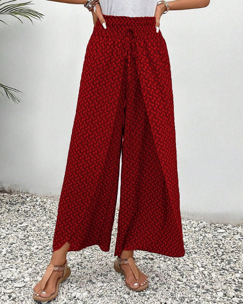 Wide Leg Printed Pants | Elastic Waist | Lightweight Flow