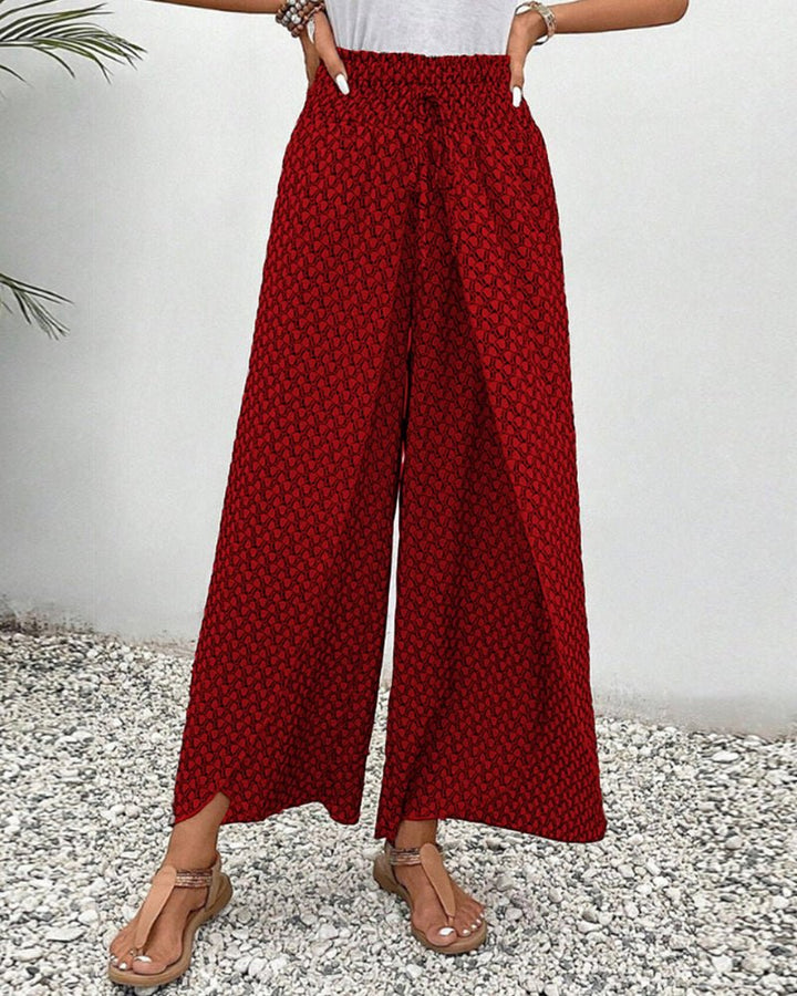 Wide Leg Printed Pants | Elastic Waist | Lightweight Flow