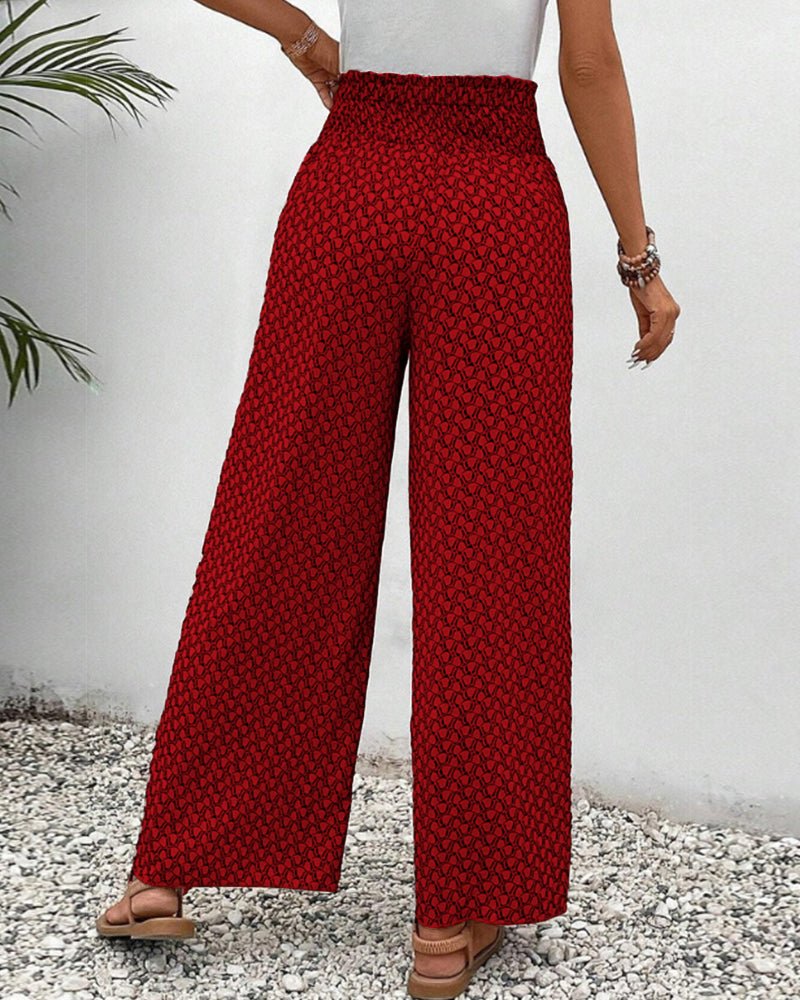 Wide Leg Printed Pants | Elastic Waist | Lightweight Flow