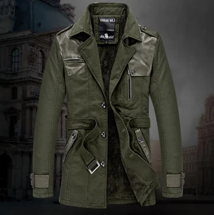 Men's Trench Coat | Belted Design | Sherpa-Lined Cotton Shell