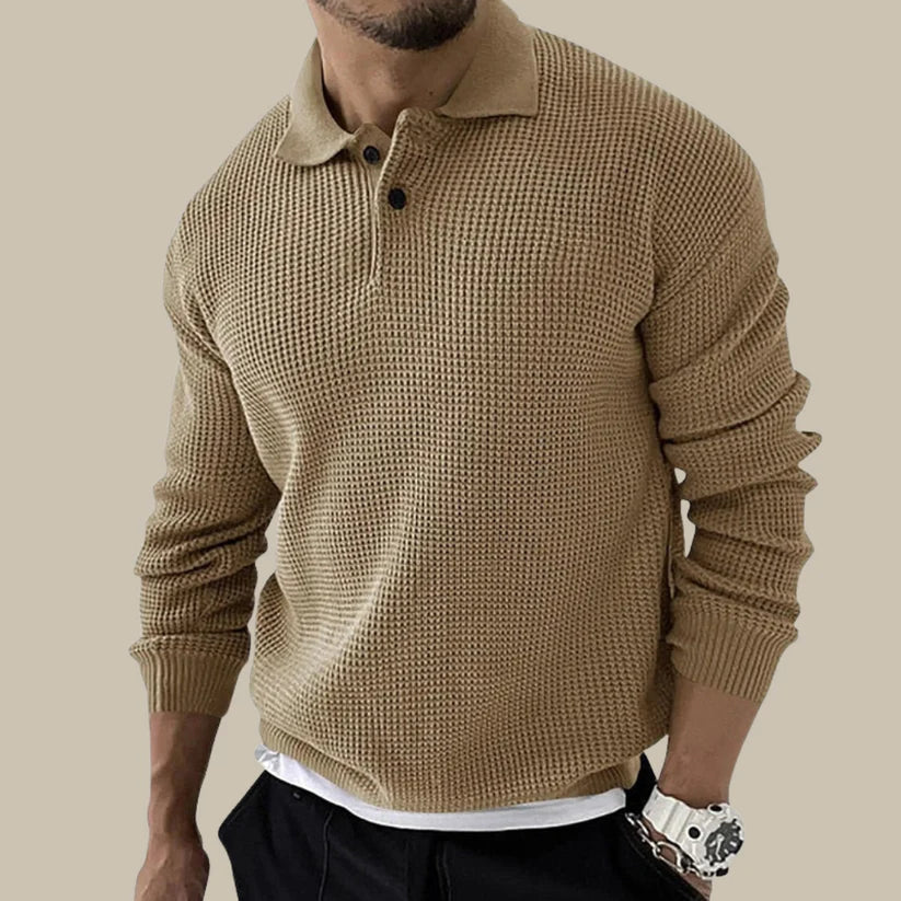 Pull à col zippé 1/4 en maille gaufrée pour homme | Tricot texturé | Style décontracté chic