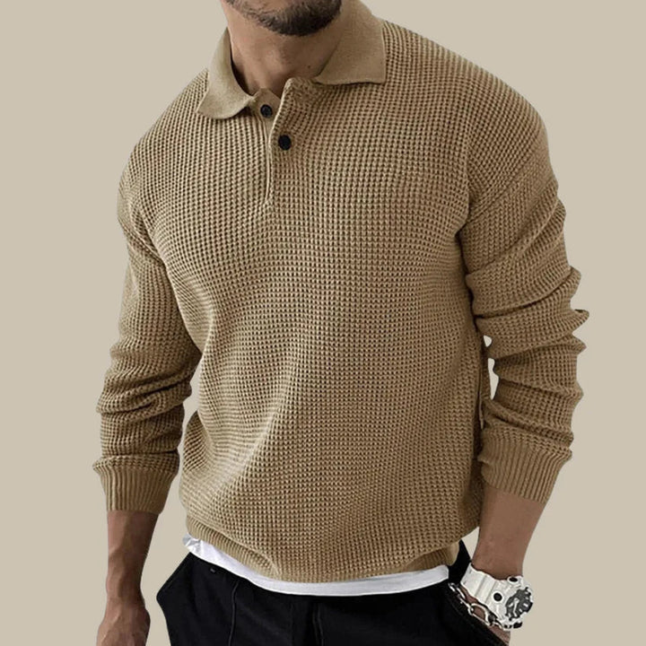 Pull à col zippé 1/4 en maille gaufrée pour homme | Tricot texturé | Style décontracté chic