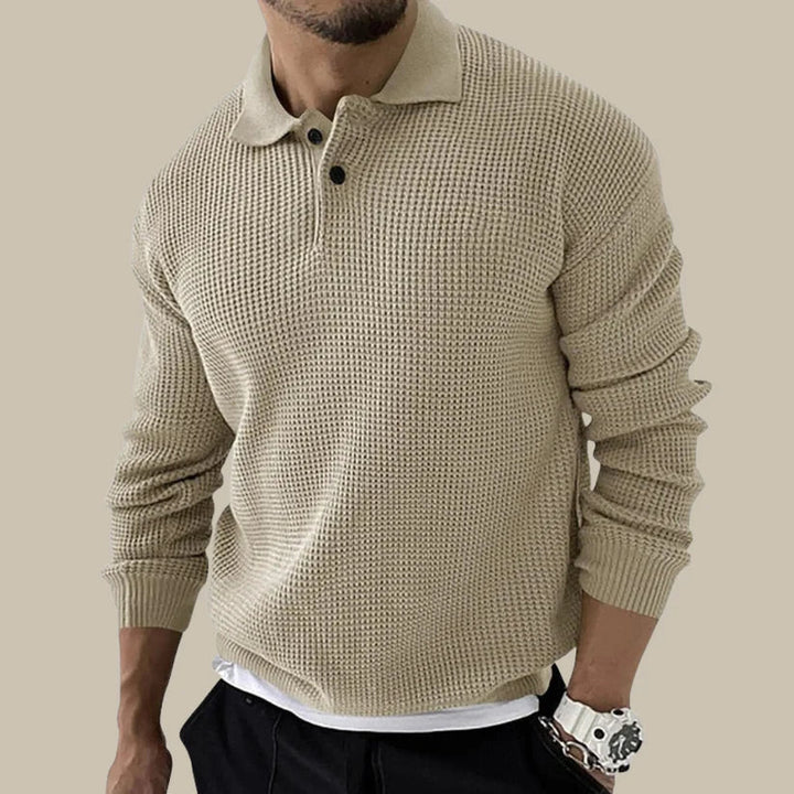 Pull à col zippé 1/4 en maille gaufrée pour homme | Tricot texturé | Style décontracté chic