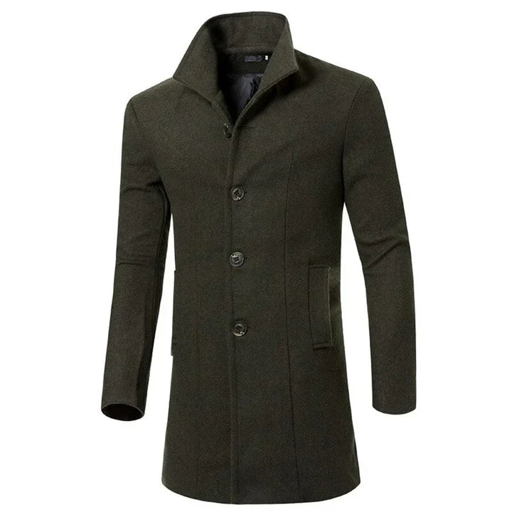 Manteau habillé pour homme en laine mélangée | Coupe ajustée | Manteau classique à boutons
