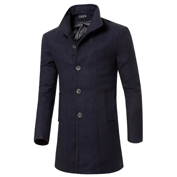 Manteau habillé pour homme en laine mélangée | Coupe ajustée | Manteau classique à boutons