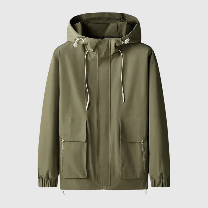 Men’s Lightweight Hooded Zip Jacket | Water-Resistant Shell | Casual Windbreaker for Spring & Fall