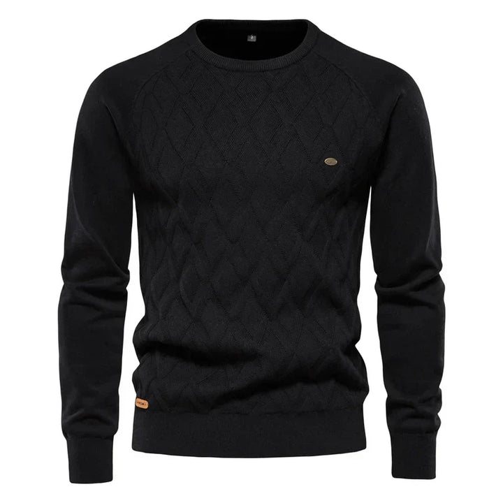Men’s Cable Knit Sweater | Diamond Pattern Crewneck | Midweight Fall Knitwear