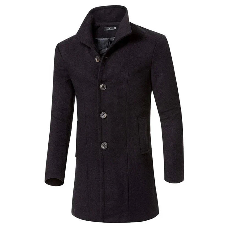 Manteau habillé pour homme en laine mélangée | Coupe ajustée | Manteau classique à boutons