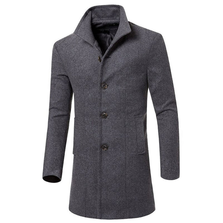 Manteau habillé pour homme en laine mélangée | Coupe ajustée | Manteau classique à boutons