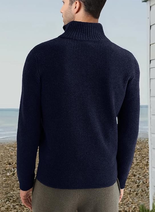 Pull côtelé à col zippé pour homme | Pull en maille douce pour un confort quotidien