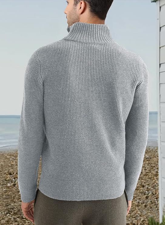 Pull côtelé à col zippé pour homme | Pull en maille douce pour un confort quotidien