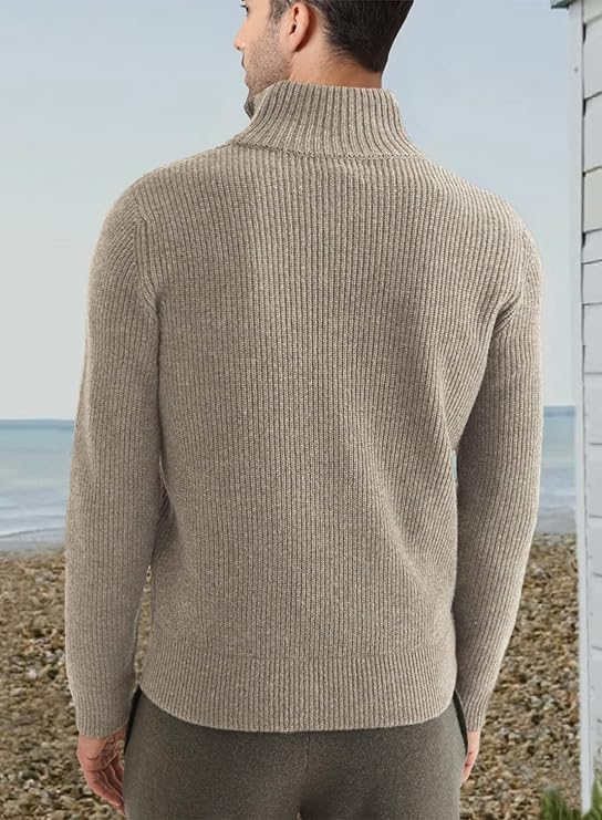 Pull côtelé à col zippé pour homme | Pull en maille douce pour un confort quotidien