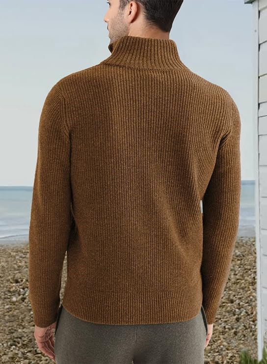 Pull côtelé à col zippé pour homme | Pull en maille douce pour un confort quotidien