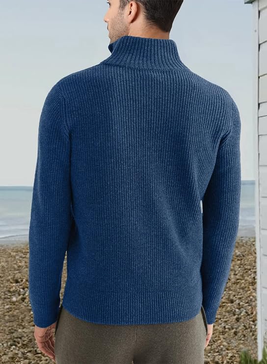 Pull côtelé à col zippé pour homme | Pull en maille douce pour un confort quotidien