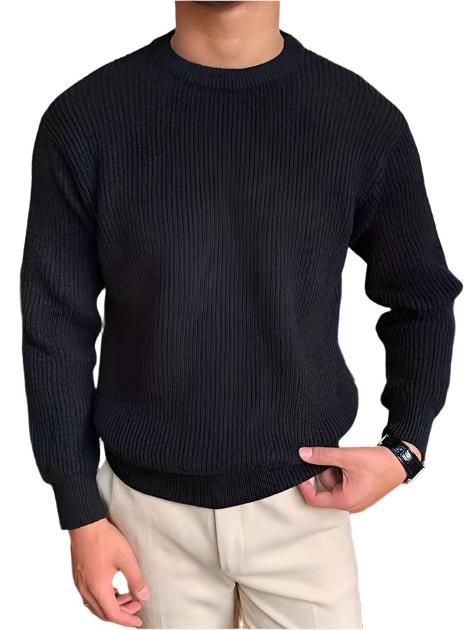 Men’s Ribbed Knit Crewneck | Classic Cotton Pullover Sweater