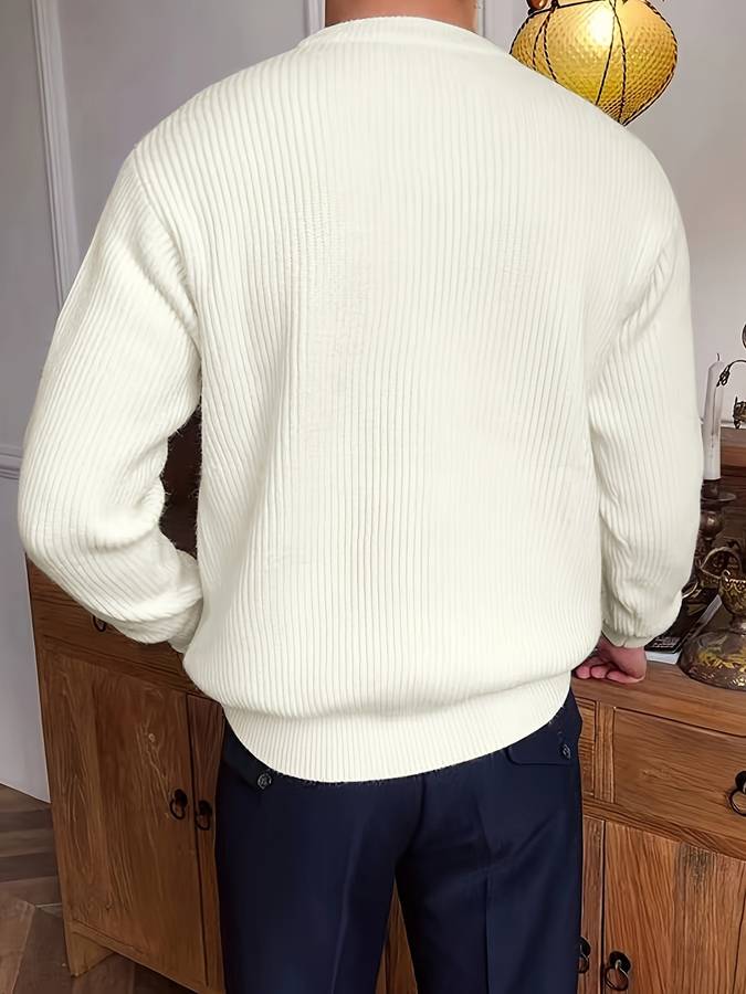 Men’s Ribbed Knit Crewneck | Classic Cotton Pullover Sweater