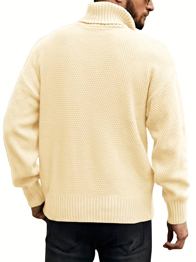 Men’s Cable Knit Turtleneck Sweater | Heavyweight Winter Knit | Classic Fisherman Style