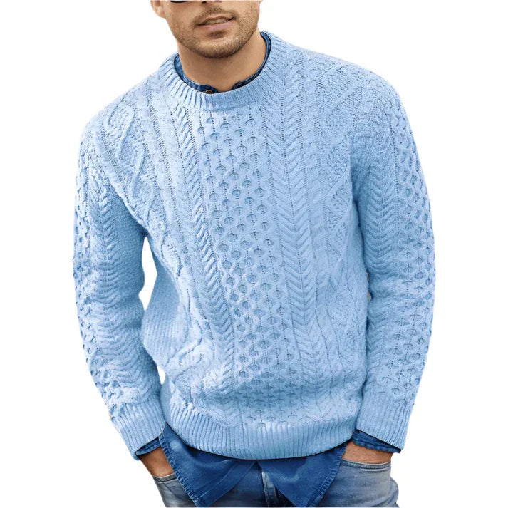 Men’s Cable Knit Sweater | Classic Crewneck | Warm Winter Knit