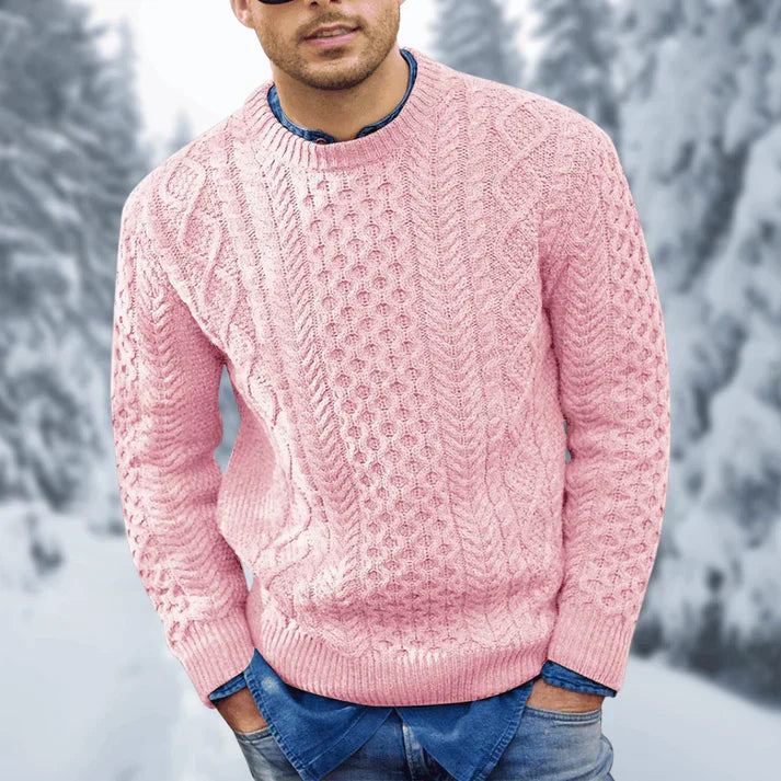 Men’s Cable Knit Sweater | Classic Crewneck | Warm Winter Knit