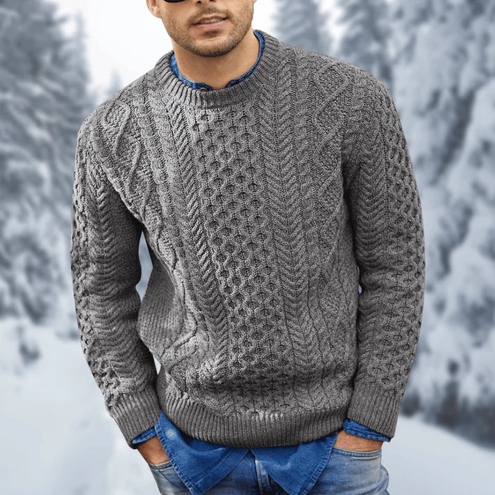 Men’s Cable Knit Sweater | Classic Crewneck | Warm Winter Knit