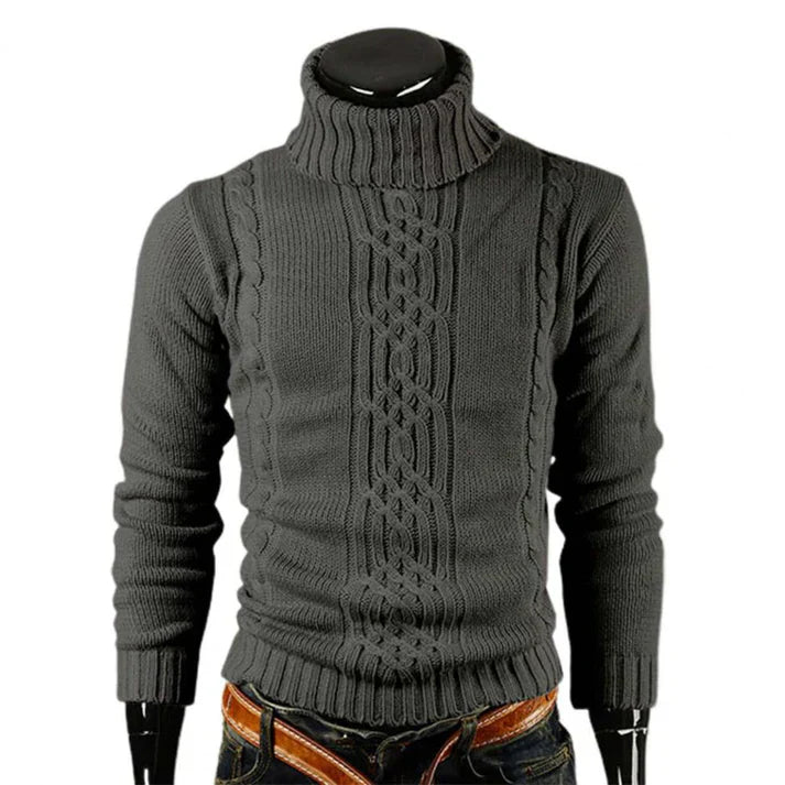 Men’s Cable Knit Turtleneck Sweater | Slim Fit | Warm Winter Pullover