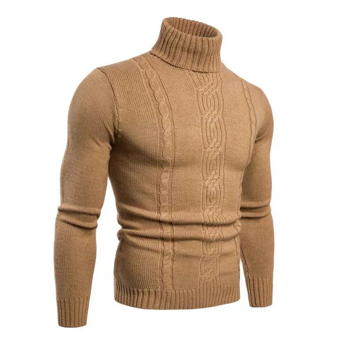 Men’s Cable Knit Turtleneck Sweater | Slim Fit | Warm Winter Pullover