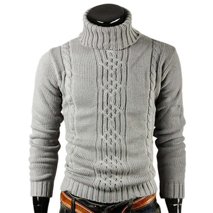 Men’s Cable Knit Turtleneck Sweater | Slim Fit | Warm Winter Pullover