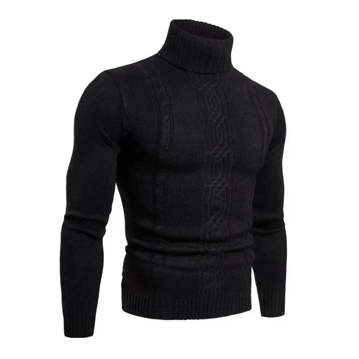Men’s Cable Knit Turtleneck Sweater | Slim Fit | Warm Winter Pullover