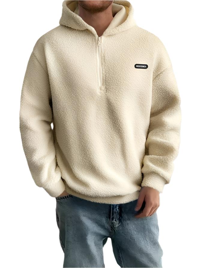 Men's Half-Zip Fleece Pullover | Soft Sherpa Texture | Relaxed Fit Hoodie