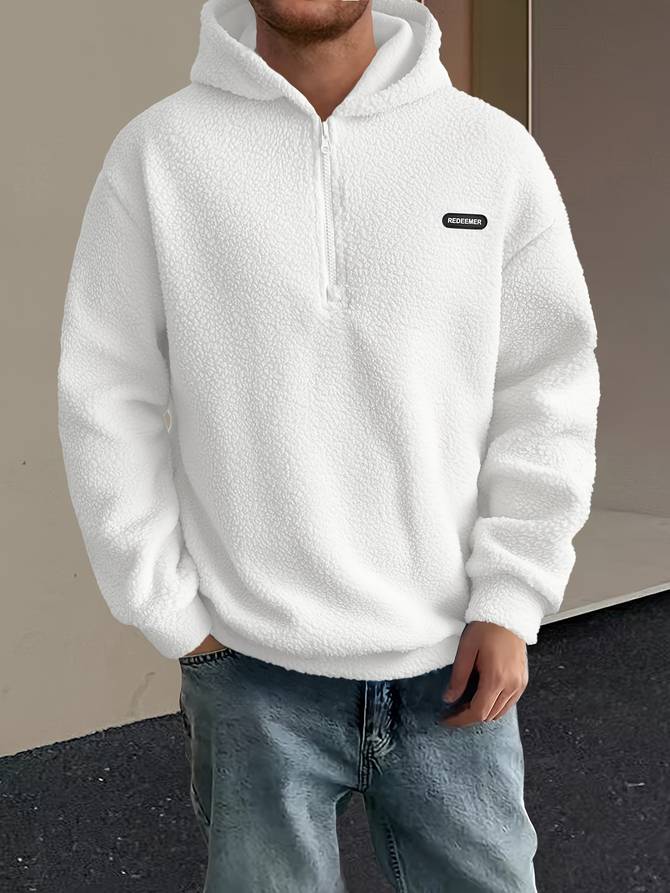 Men's Half-Zip Fleece Pullover | Soft Sherpa Texture | Relaxed Fit Hoodie