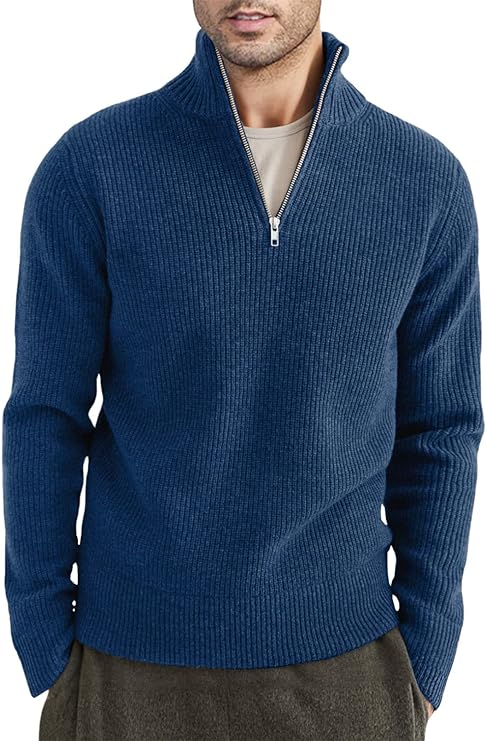 Pull côtelé à col zippé pour homme | Pull en maille douce pour un confort quotidien