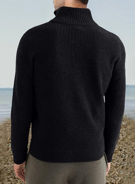 Pull côtelé à col zippé pour homme | Pull en maille douce pour un confort quotidien