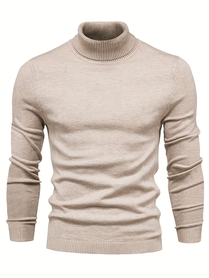 Men's Slim Fit Turtleneck Sweater | Ribbed Cuffs & Hem | Lightweight Fall Layer