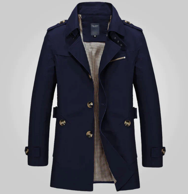 Men’s Classic Trench Coat | Mid-Length | Water-Resistant Spring/Fall Jacket