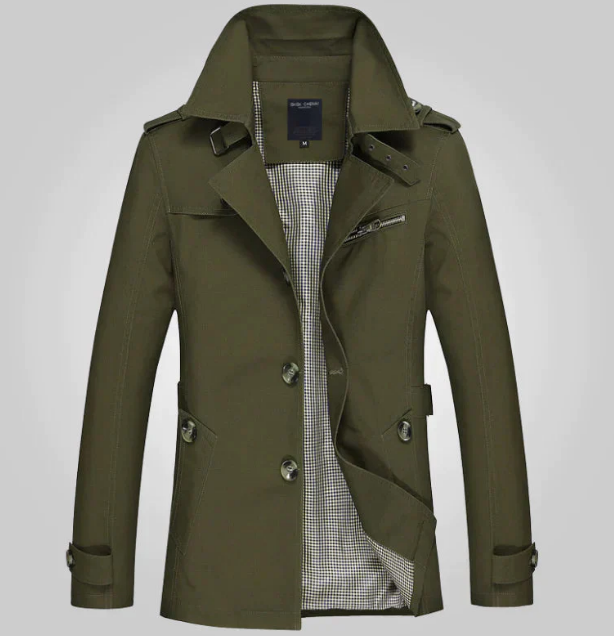 Men’s Classic Trench Coat | Mid-Length | Water-Resistant Spring/Fall Jacket