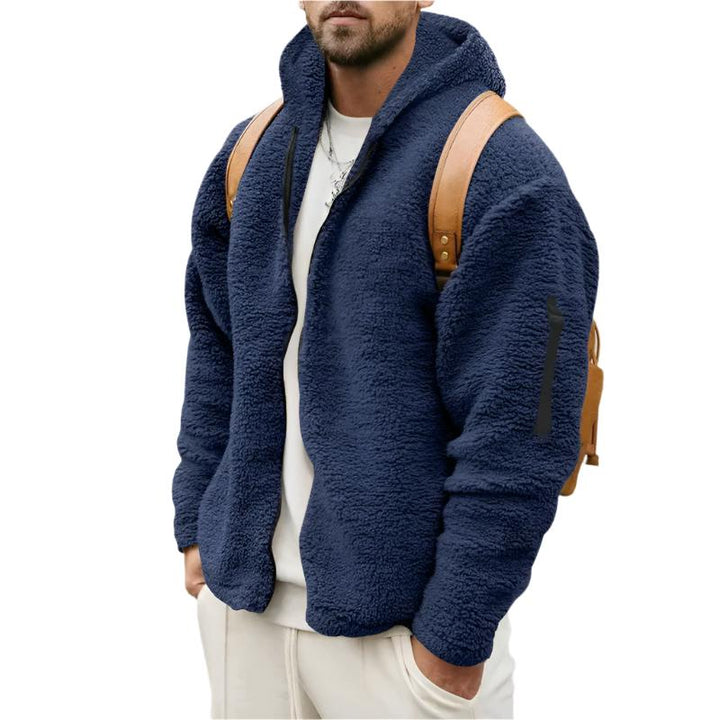 Veste zippée en polaire sherpa pour homme | Vêtement d'extérieur décontracté ultra-doux pour temps frais