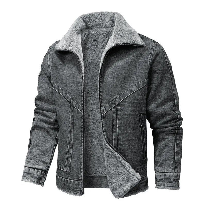 Men’s Sherpa-Lined Jacket | Faux Denim Outer with Warm Fleece Interior | Winter Casual Layer